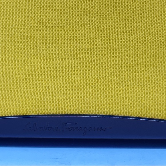 Salvatore Ferragamo Yellow Canvas and Brown Shoulder Bag. - Picture 4 of 11